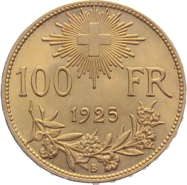 *Schweiz 100 Franken 1925 B - Gold Vreneli